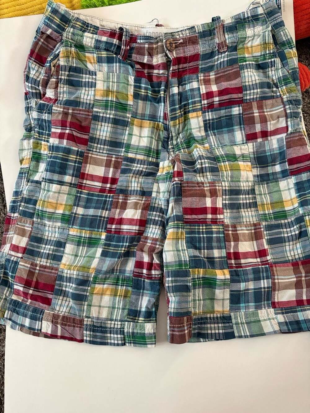 Aeropostale Mens Madras Plaid Patchwork Chino Shorts Size 32